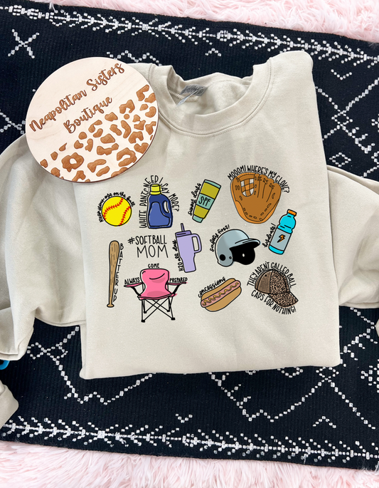 softball things crewneck