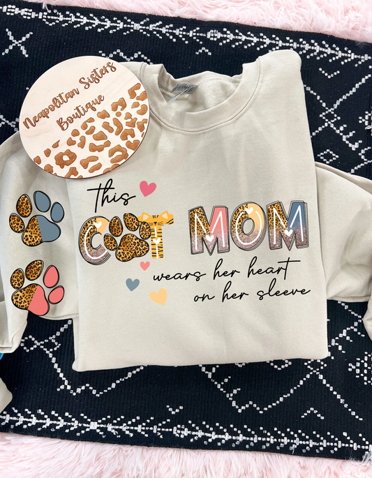custom cat mom crewneck