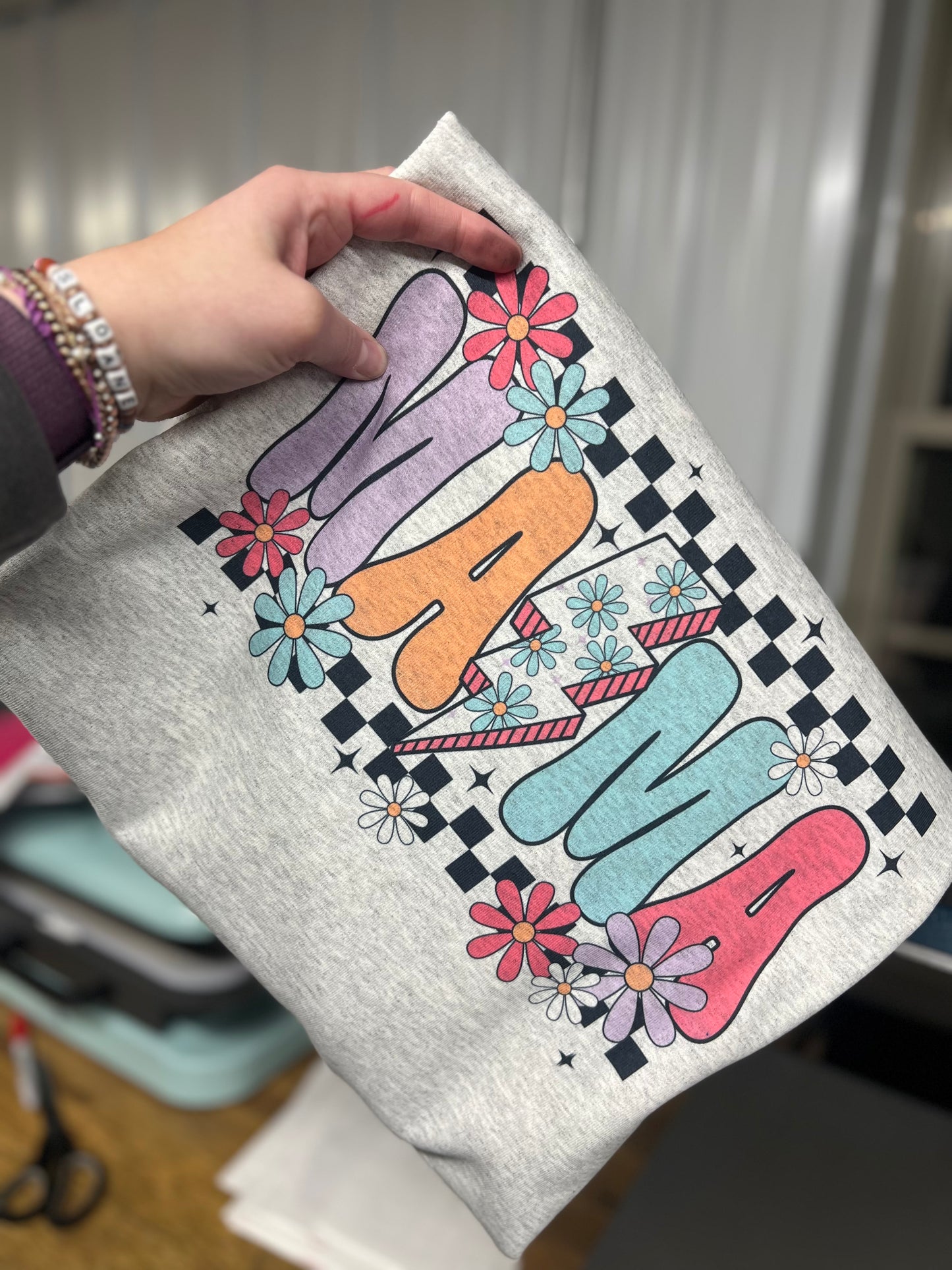 Colorful floral mama crewneck