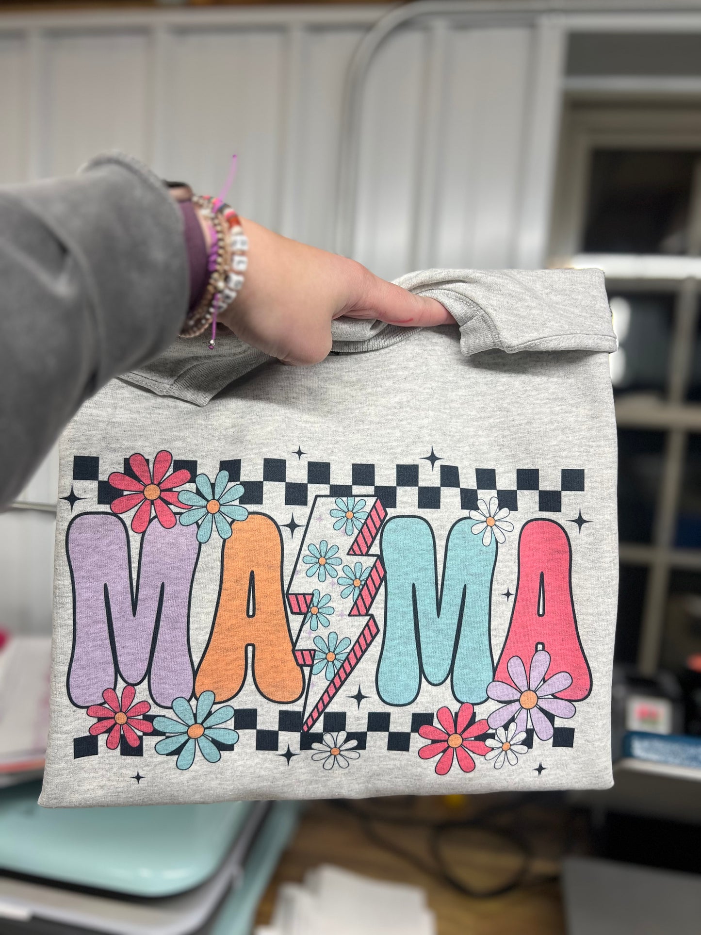 Colorful floral mama crewneck