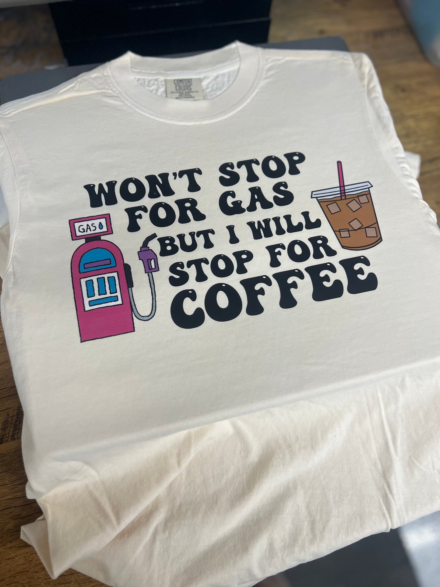 Will stop for iced coffee tee