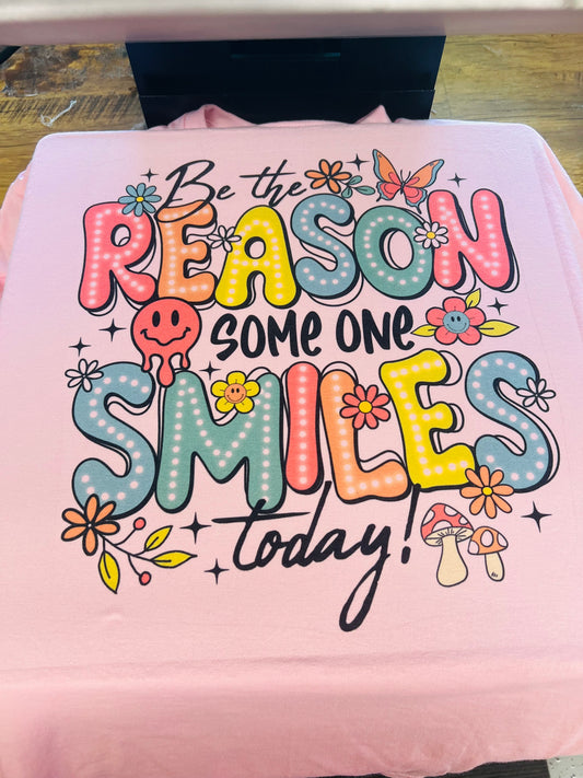 Someone smiles tee pink