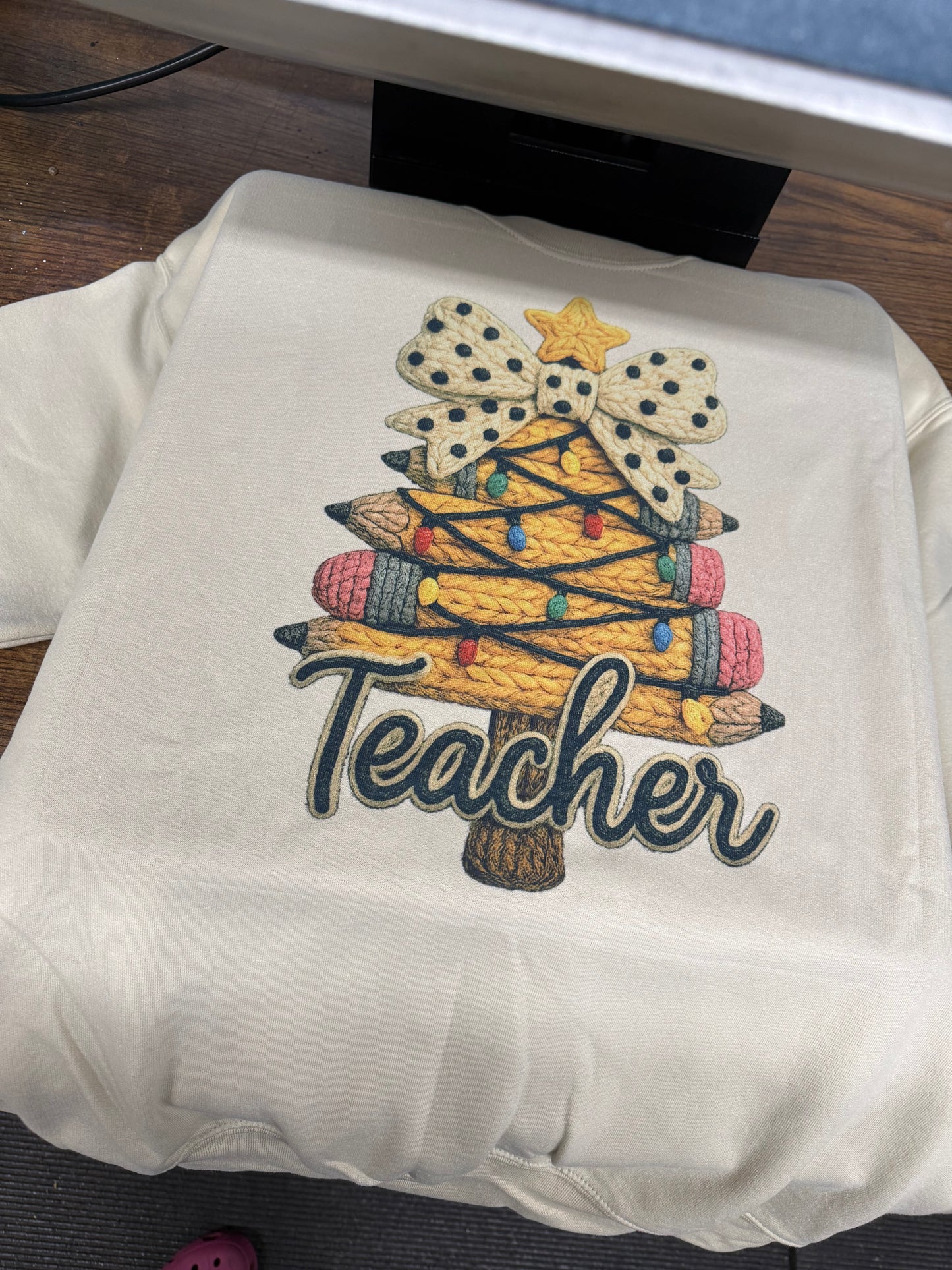 Teacher tree crewneck