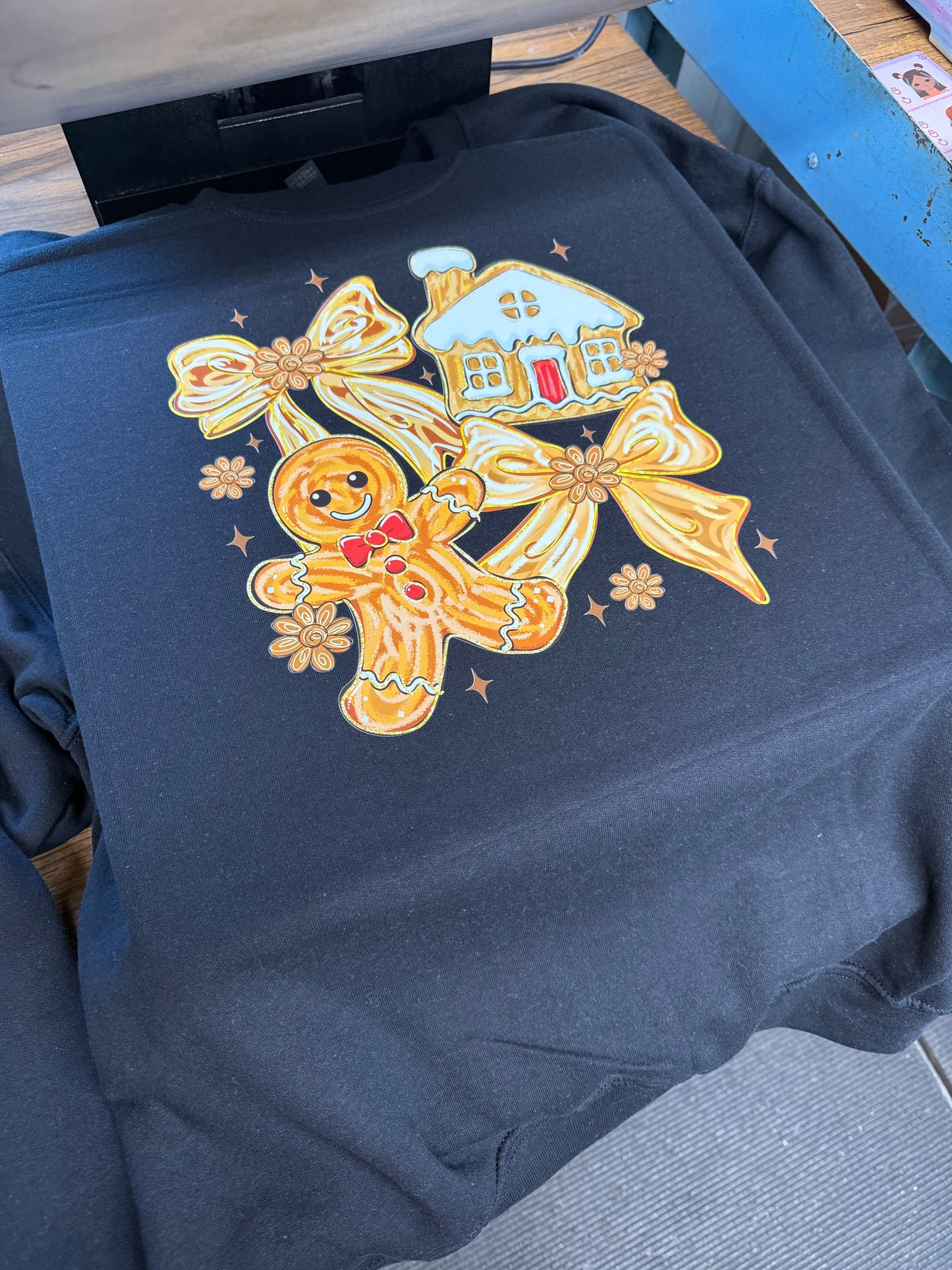 Black gingerbread collage crewneck