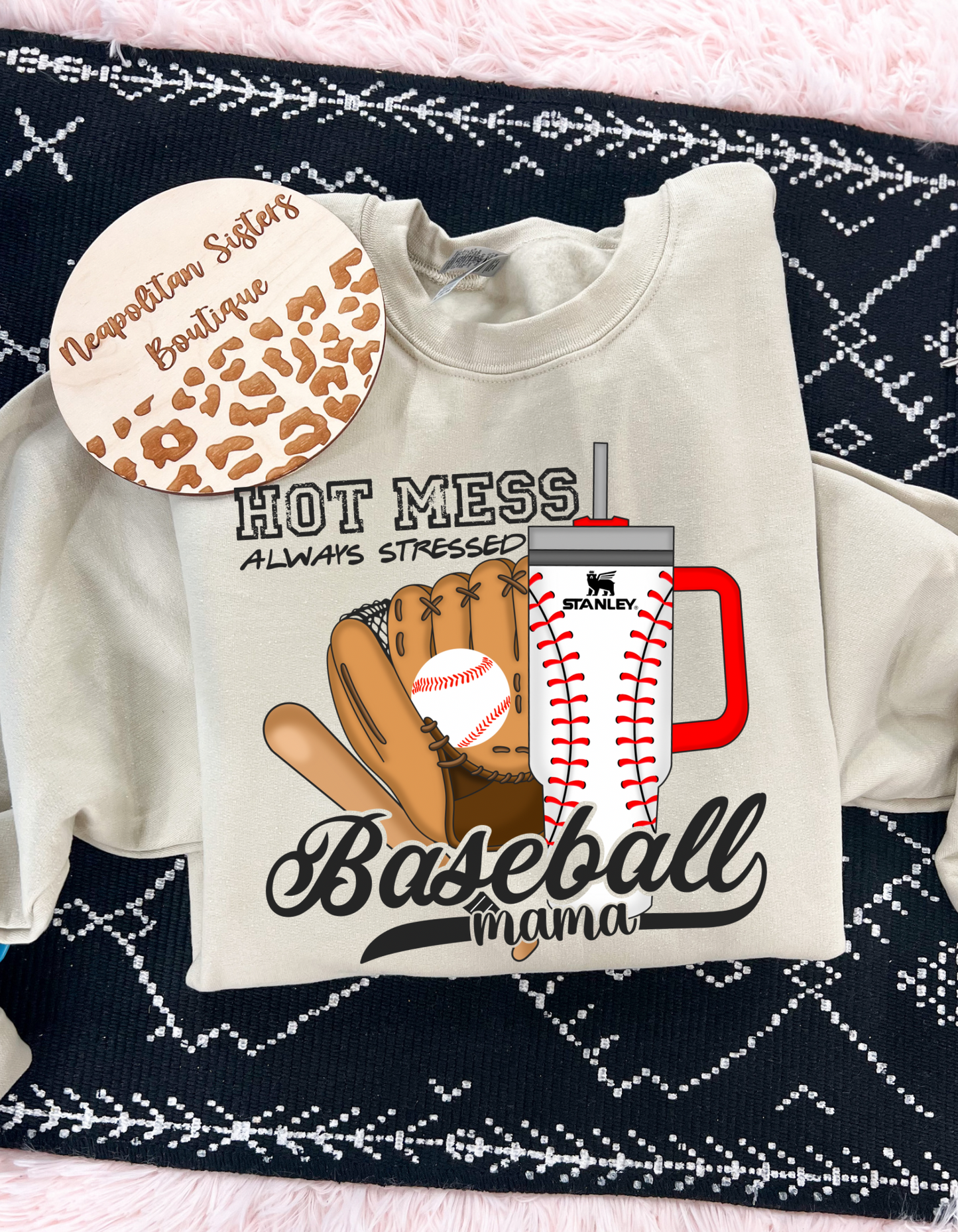 Hot mess baseball mom crewneck