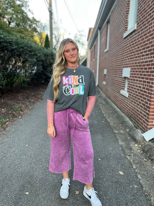 Cropped palazzo fleece sweats