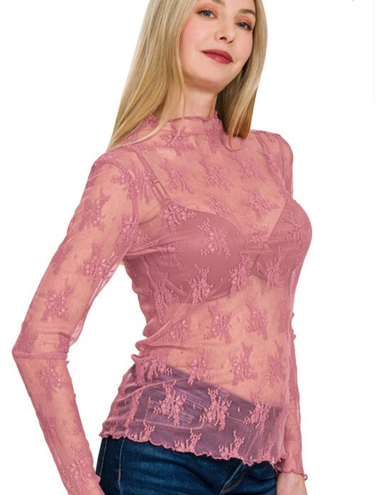 Light rose lace layering top