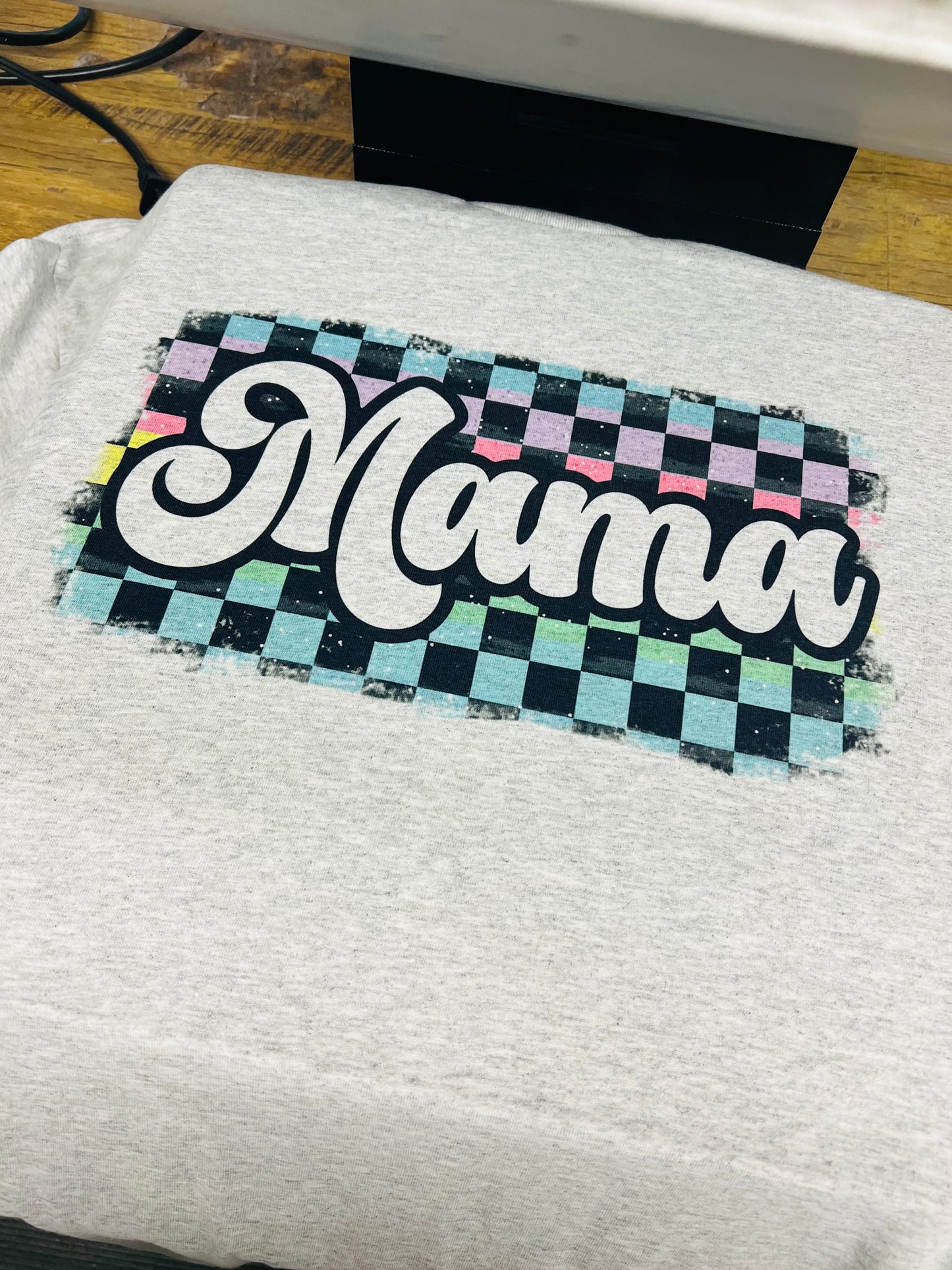 colorful mama checkered tee
