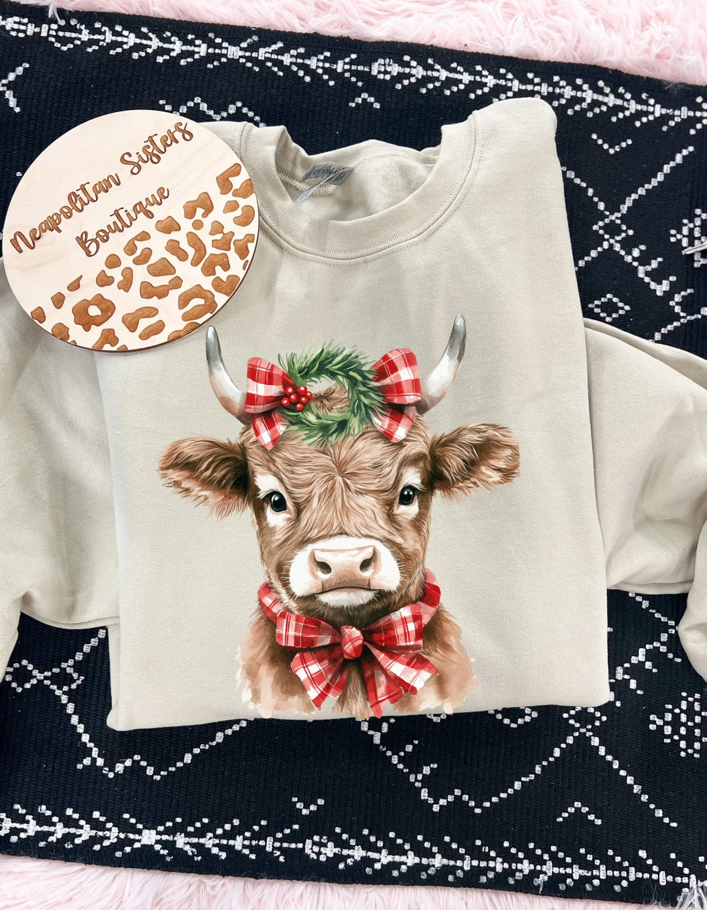 Christmas cow crewneck