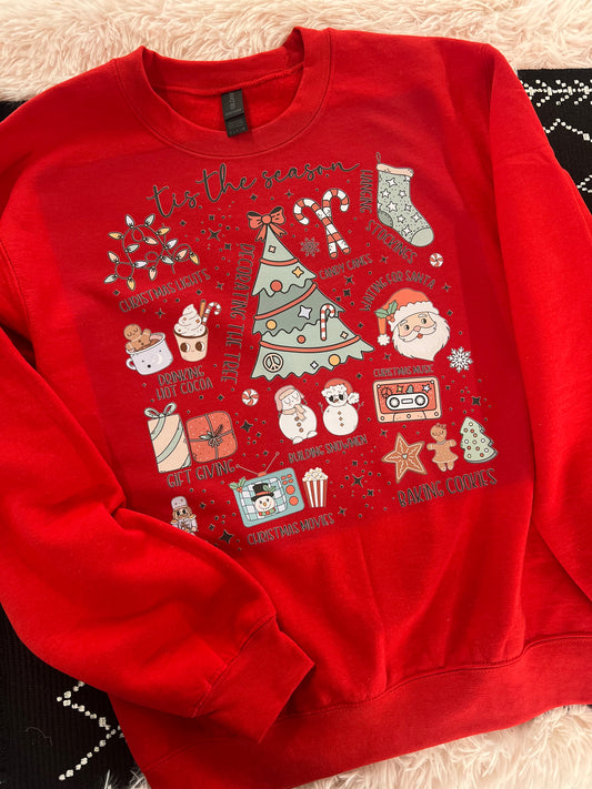 Christmas collage crewneck red