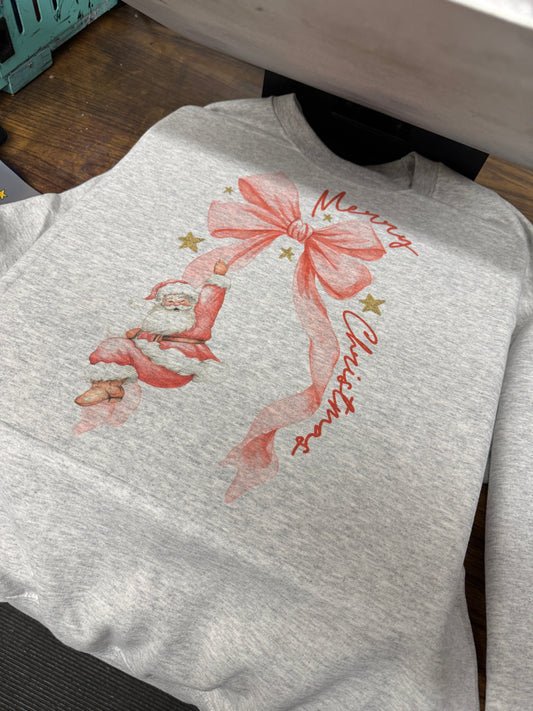 Santa slipping bow crewneck