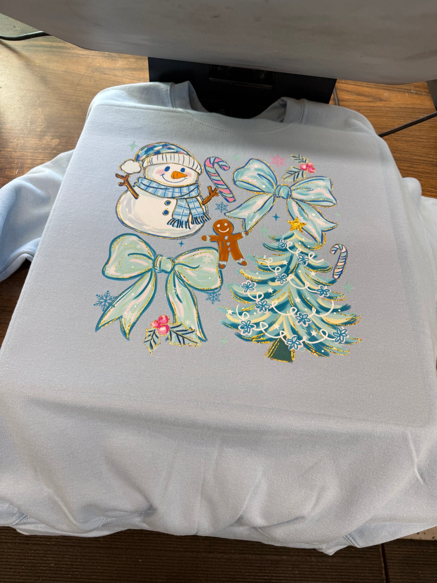 Blue snowman crewneck