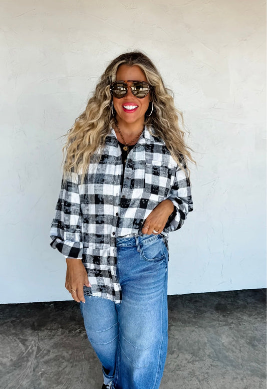 Juniper bleached plaid top