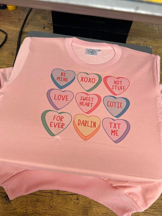 Pink hearts crewneck