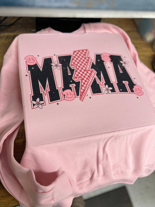 pink strike out mama crewneck