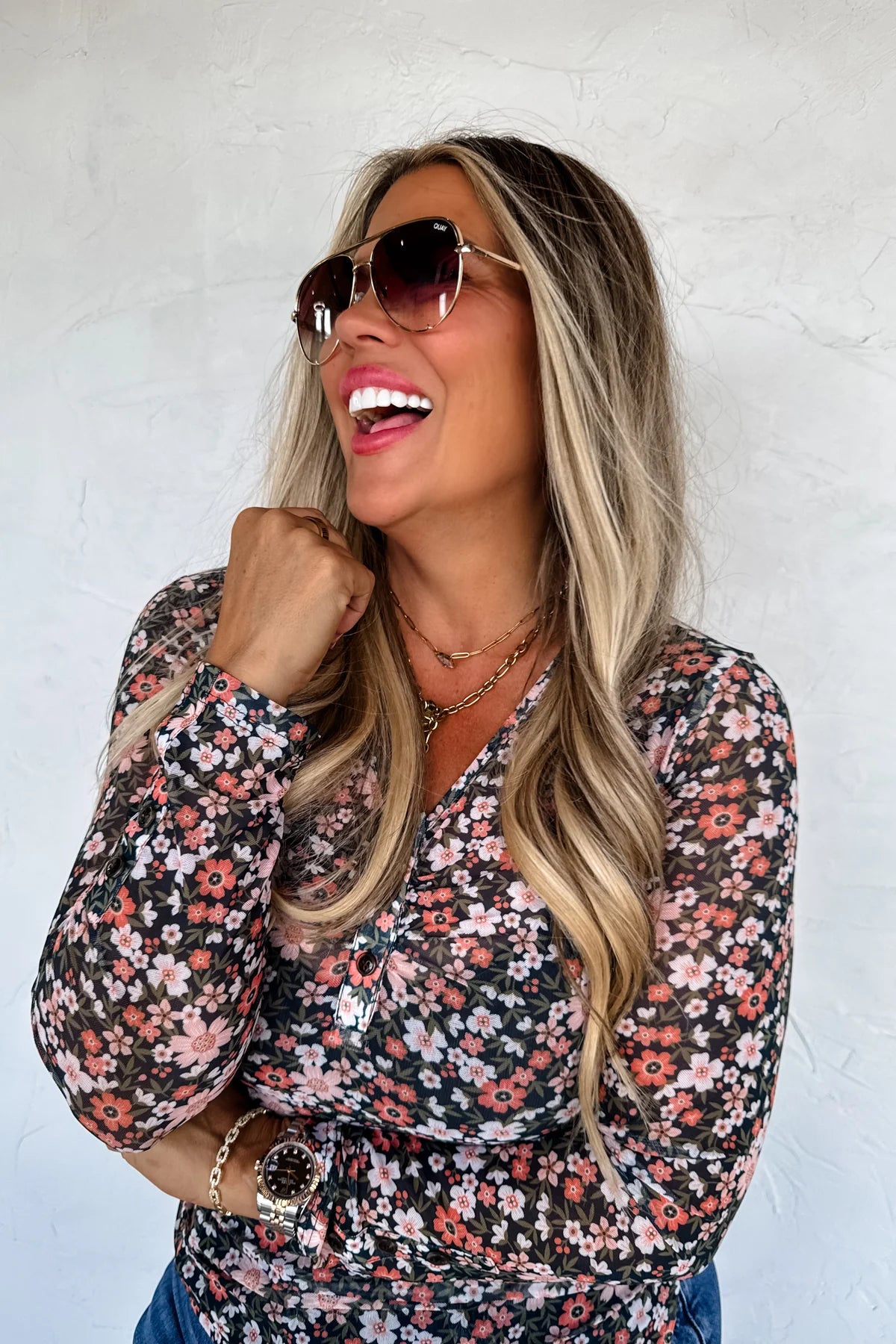 Annie vneck mesh top