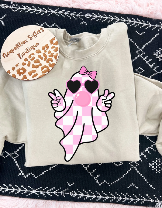 Pink ghost crewneck