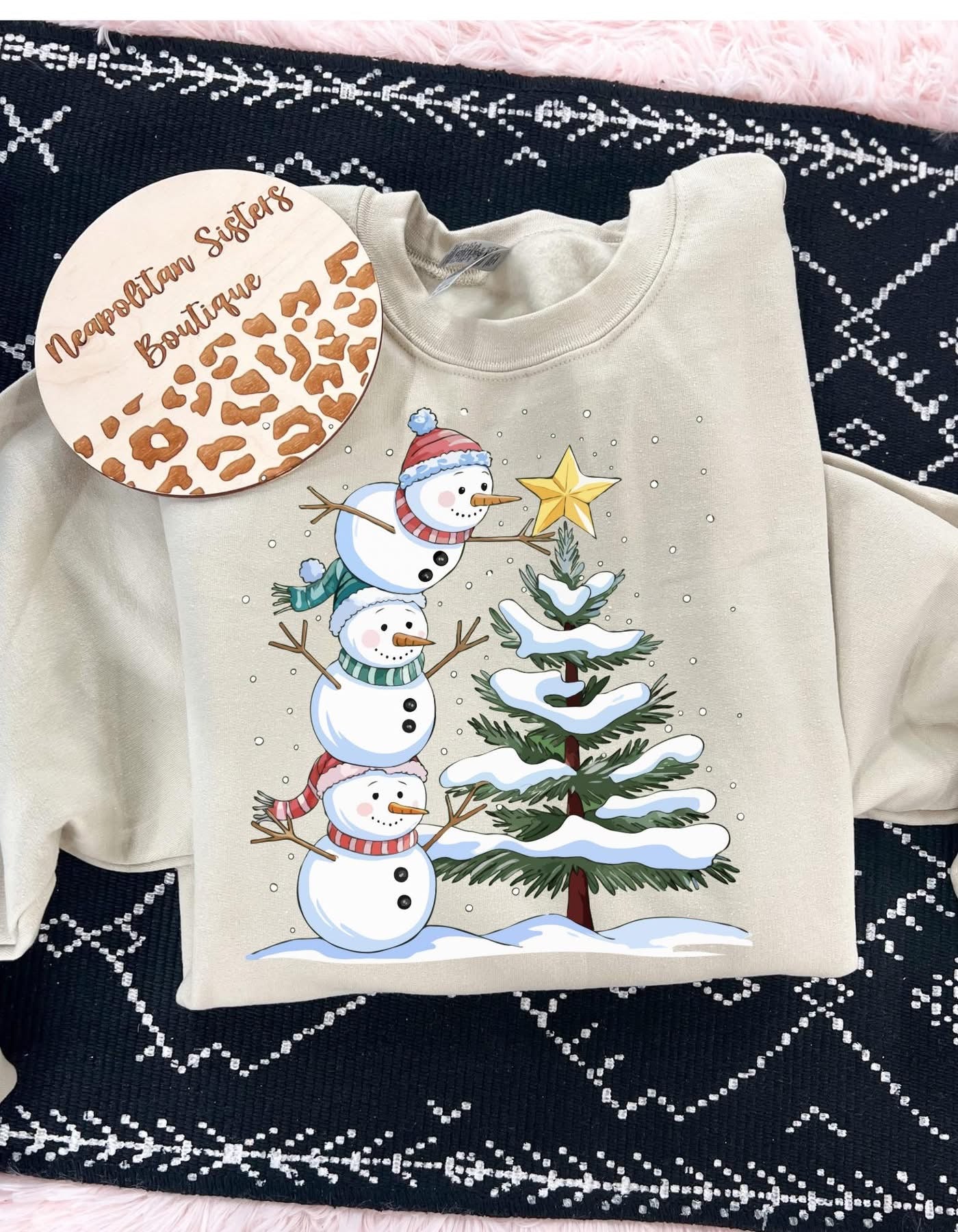 Snowman crewneck tan