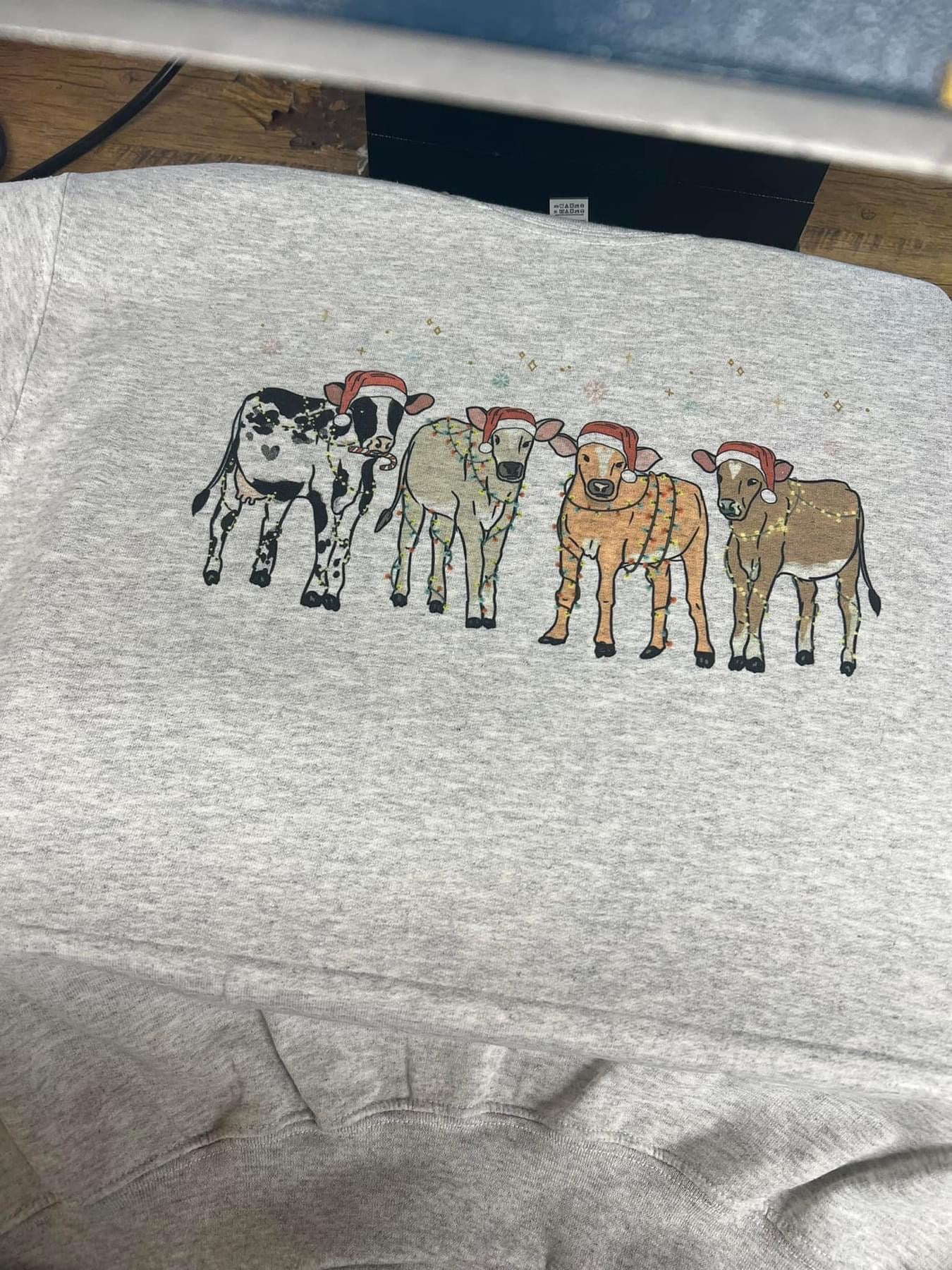 Christmas cow crewneck