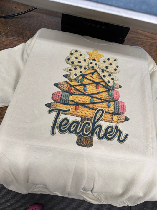 Teacher tree crewneck
