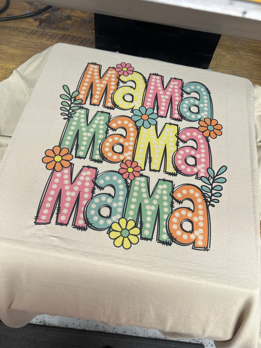 Stacked mama tee on tan