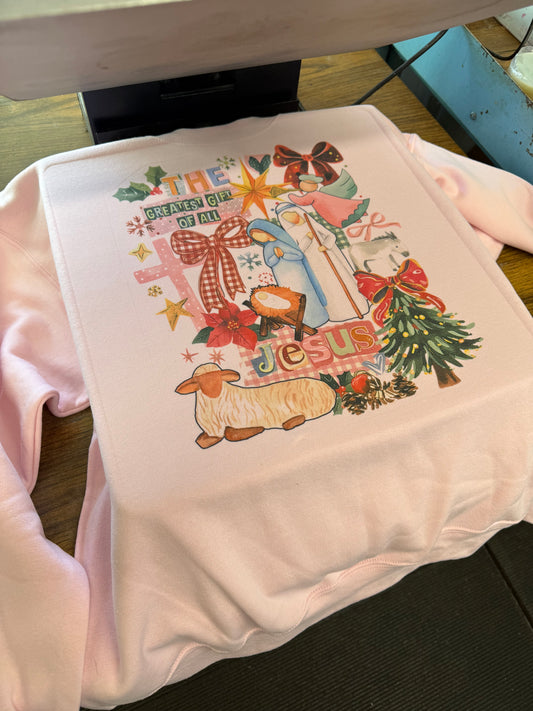 Greatest gift crewneck pink