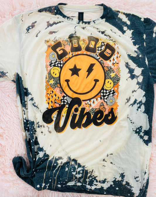 good vibes bleached tee